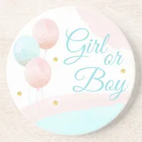 Pink and Blue Balloons Boy or Girl Gender Reveal Coaster