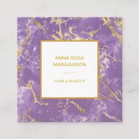 *~* Gold Foil  Lavender Marble Modern Luxe Girly Square Business Card