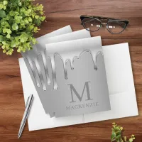 Dripping Metallic Chrome Monogram Pocket Folder