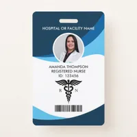 Modern Blue Geometric Registered Nurse Photo ID Badge