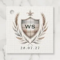 Classic Preppy Charm Monogram Crest Birthday Favor Tags