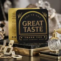 Luxury Retro Vintage Black & Gold Arch Thank you Square Business Card