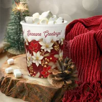 Red White Christmas Floral Pattern#17 ID1009 Paper Cups