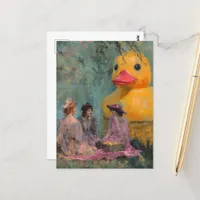 Surreal Picnic With Rubber Duck Postcard