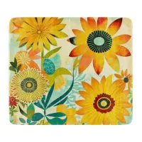 Pretty Folk Art Yellow Flowers   Cutting Board