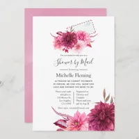 Burgundy & Pink Fall Bridal or Baby Shower by Mail Invitation