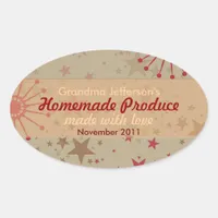 Stars : Homemade with Love Oval Label Sticker