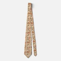 Peach Cream Cottagecore Watercolor Floral Neck Tie