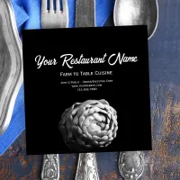 Black and White Artichoke Farm to Table Restaurant Calling Card