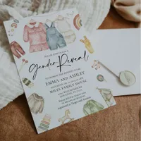 Gender Reveal Boho Clothes Invitation