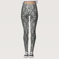 Gray, black abstract Patterned Leggings