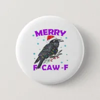 Funny Crow Christmas Classic Vintage Style Button