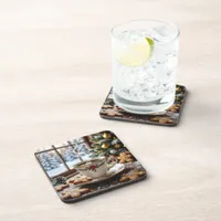 Warm Coffee and Gingerbread Cookies Christmas Beverage Coaster