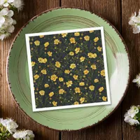 Elegant Yellow Buttercup Flowers Mother's Day Napkins