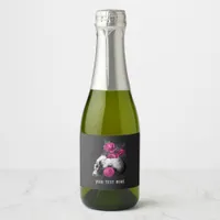 Vintage Gothic Pink Rose Skeleton Personalized Cha Sparkling Wine Label