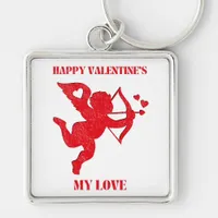 Minimalist Happy Valentine's My Love on white | Keychain