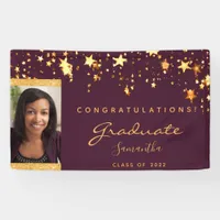 Graduation party burgundy gold stars photo 2025 banner