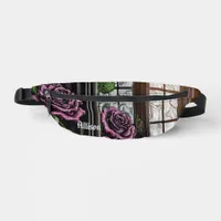 Purple roses by the window - gothic style fanny pack