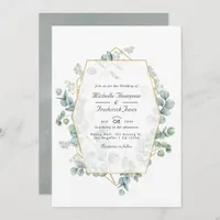 Geometric Eucalyptus QR Code RSVP Garden Wedding Invitation