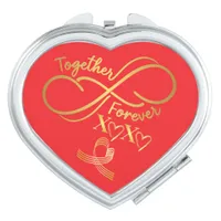 Happy Valentine's Day Together Forever Gold on Red Compact Mirror