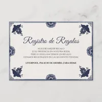 Blue Floral Otomi Simple Fiesta Spanish Wedding Enclosure Card
