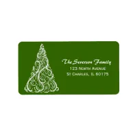 White Christmas Tree on Green Return Address Label