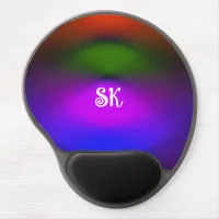 Neon of Blue, Purple, Green & Orange Monogram Gel Mouse Pad