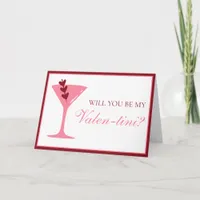 Heart Martini Galentine's Day Red and Pink  Card