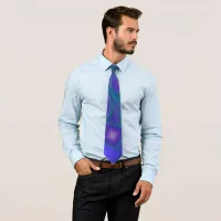 Geometric Harmony in Blues and Purples Neck Tie