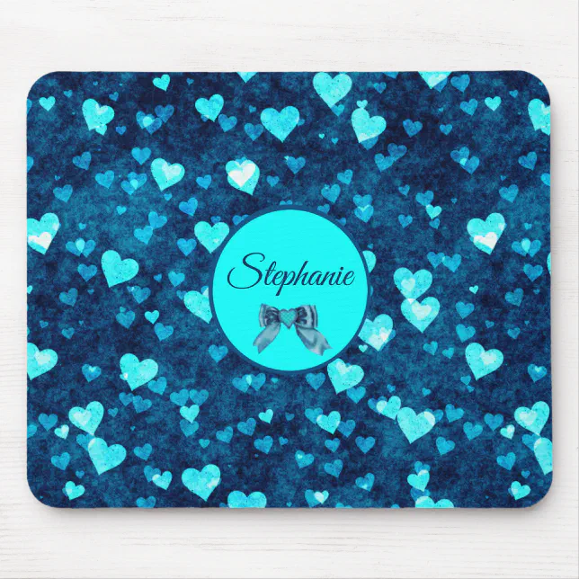 Vivid Blue Hearts Mouse Pad