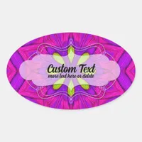 Bold Vibrant Pink and Purple Geometric Flower Oval Sticker