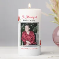 Cardinal Themed Memorial  Pillar Candle