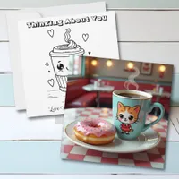 Thinking About You | Cute Donut and Coffee Card