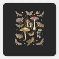 Cottagecore Aesthetic Mushroom Frog Butterfly Gobl Square Sticker