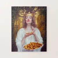 Goddess with a plate full of poutine AI art Jigsaw Puzzle