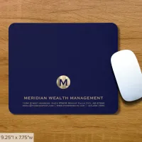 Personalized Blue Gold Business Monogram Mouse Pad