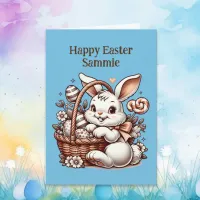 Vintage Easter Bunny and Coloring Page Card