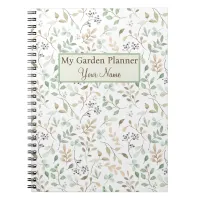 Personalized Green & Brown Floral Garden Planner Notebook