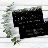 Black Holographic Glitter Business Card