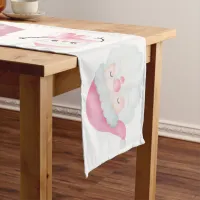 Pink Christmas Icons on White | Long Table Runner