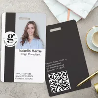 Modern Employee ID Badge with Photo & QR Code