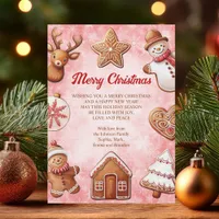 Gingerbread Cookies Red Background Christmas Party Invitation