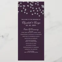 Purple Silver Glitter Confetti Elegant Wedding Program