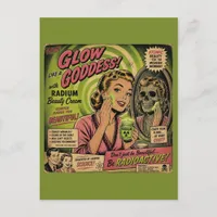 Glow Like A Goddess Retro Beauty Cream Scifi Postcard