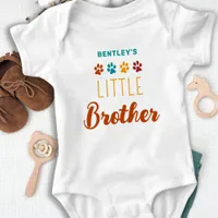 Retro Little Brother Personalized Pet Dog Lover  Baby Bodysuit