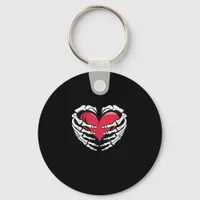 Ed Heart In Skeletal Hands Classic Style Keychain