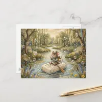 Cute Mouse Floating Down River on Soap Postcard