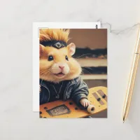 A Cute Skateboarding Punk Hamster Retro  Postcard