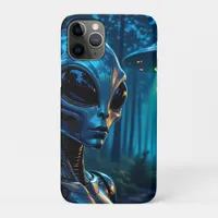 Hyper Realistic Alien and UFO in the Forest iPhone 11 Pro Case