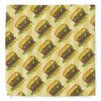 Cheese Burger Sandwich Pattern Diner Chef Bandana